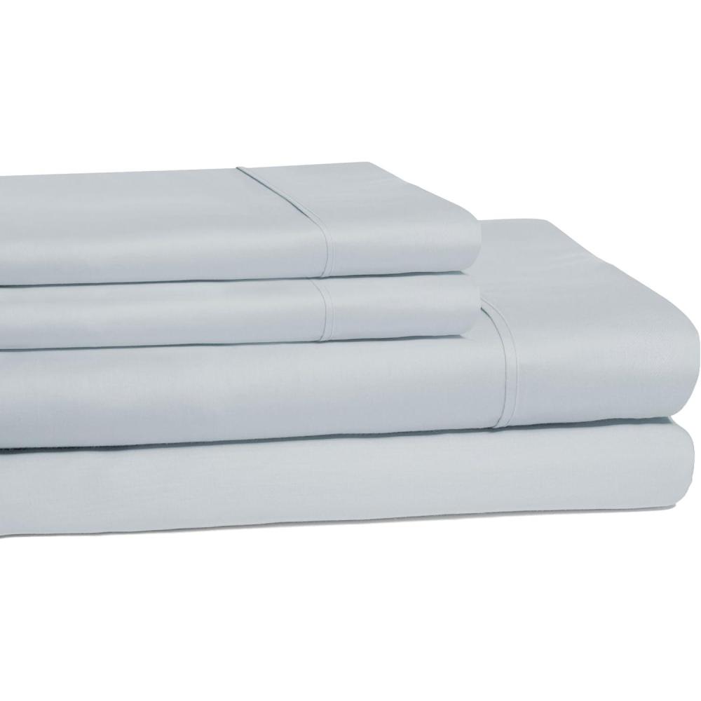 imageSuperior Cotton 300Thread Count Solid Deep Pocket Sheet Set King Light Grey 4Piece SetLight Blue