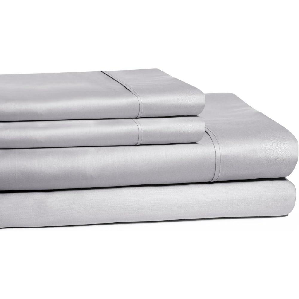 imageSuperior Cotton 300Thread Count Solid Deep Pocket Sheet Set King Light Grey 4Piece SetLight Grey