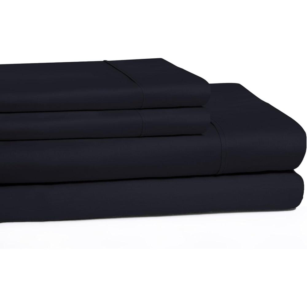 imageSuperior Cotton 300Thread Count Solid Deep Pocket Sheet Set King Light Grey 4Piece SetNavy Blue