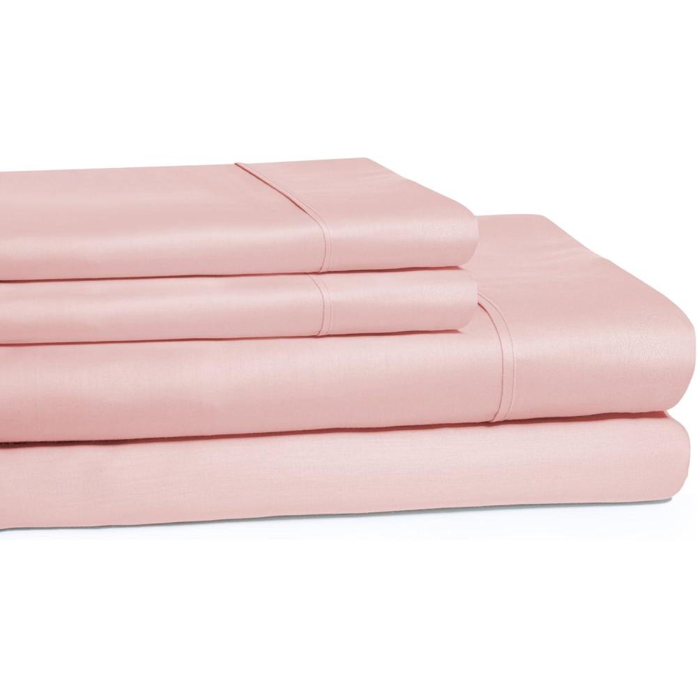 imageSuperior Cotton 300Thread Count Solid Deep Pocket Sheet Set King Light Grey 4Piece SetPeach
