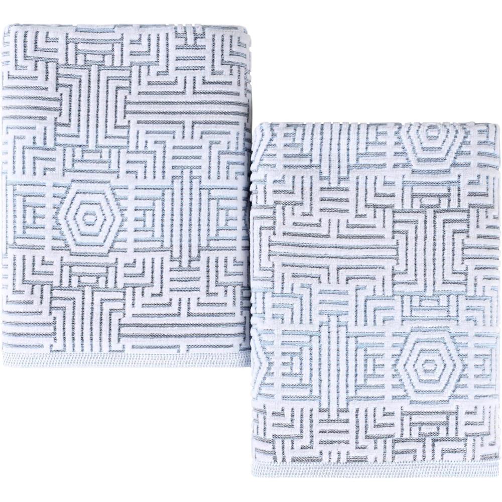 imageSuperior Cotton 8Piece Towel Set Quick Dry Bathroom Essentials Shower Spa Luxury Plush Soft Absorbent Towels Includes 2 Bath 2 Hand 4 WashclothFace Towels Jasper Collection PlatinumBlue