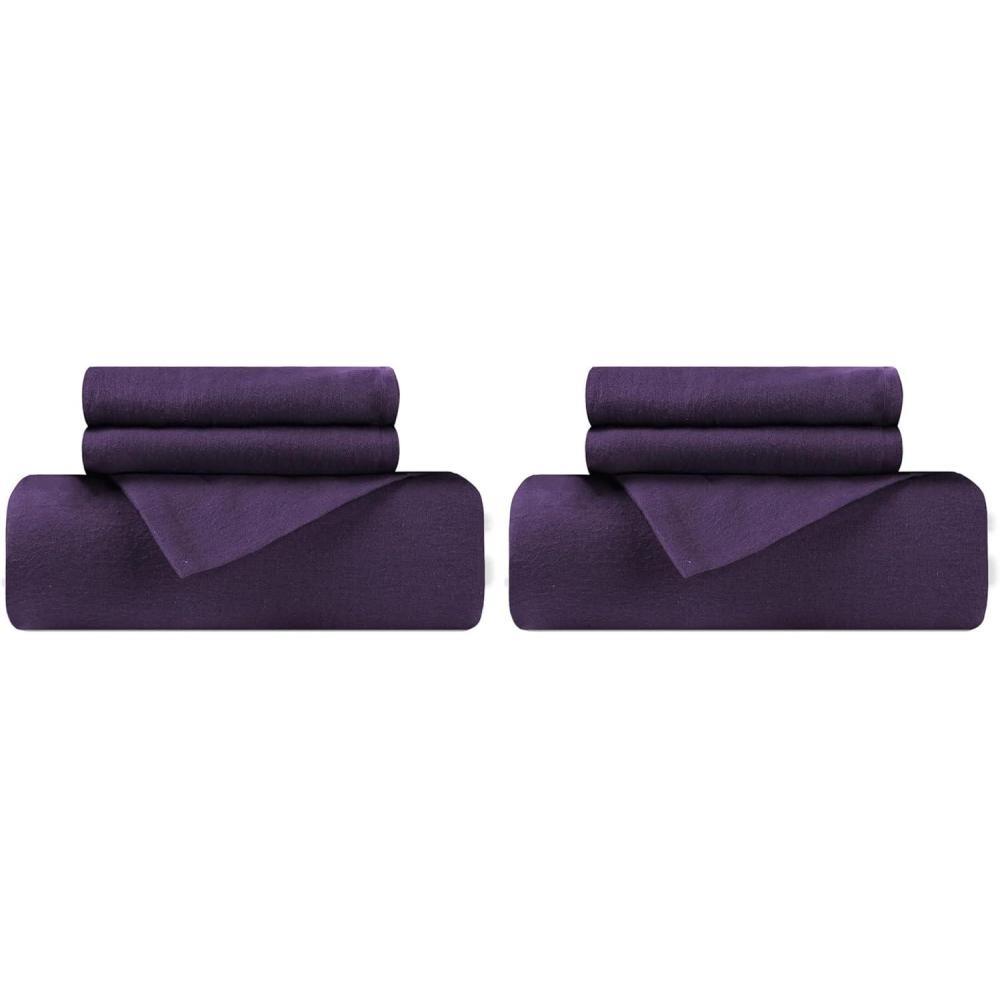 imageSuperior Cotton Flannel Duvet Cover Set Brushed Cotton Bedding Cozy Comfort Soft 3Piece Set Includes 1 Duvet Cover with Button Closure 2 Pillow Shams Solid Design FullQueen WhitePurple