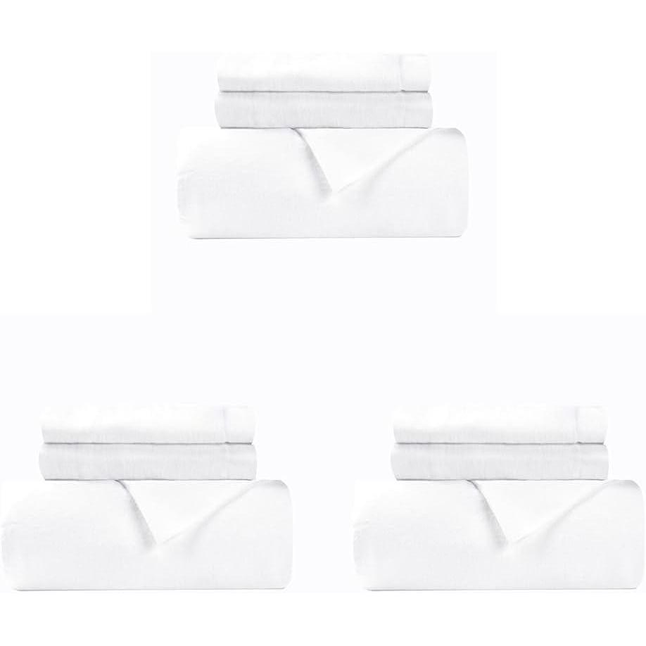 imageSuperior Cotton Flannel Duvet Cover Set Brushed Cotton Bedding Cozy Comfort Soft 3Piece Set Includes 1 Duvet Cover with Button Closure 2 Pillow Shams Solid Design FullQueen WhiteWhite