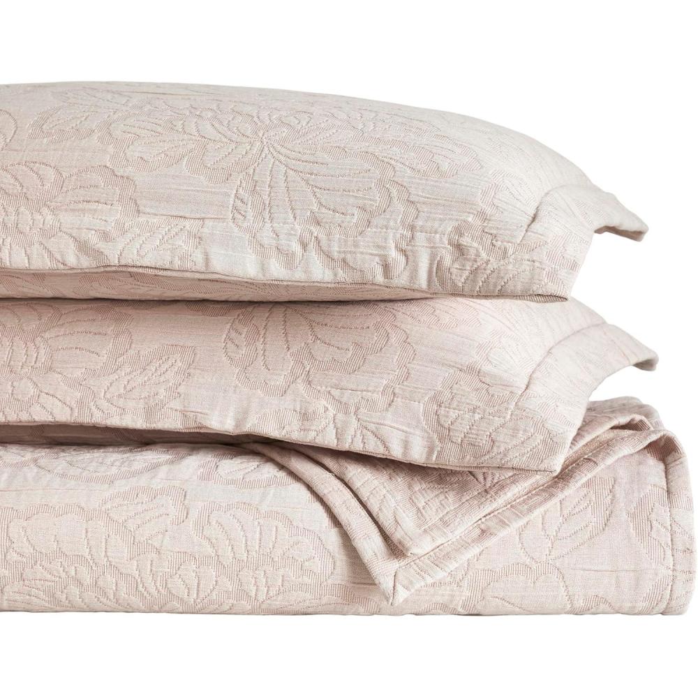 imageSuperior Cotton Fleur De Lis Bedspread Set Warm Blankets AllSeason Bedding Bedroom Decor Decorative Boho Medallion Coverlet Includes 1 Bedspread 2 Pillow Shams Full PeachBlush