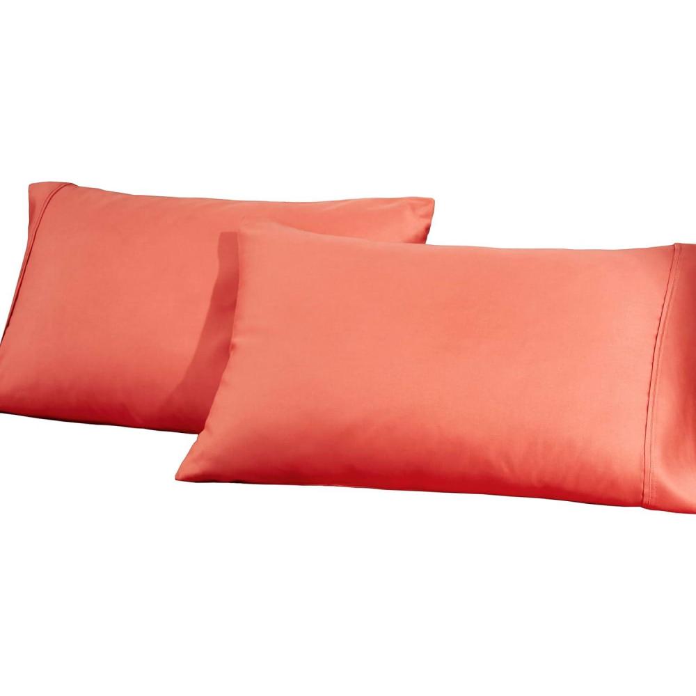 imageSuperior CottonBlend 2Piece Solid Pillowcases  Standard IvoryCoral