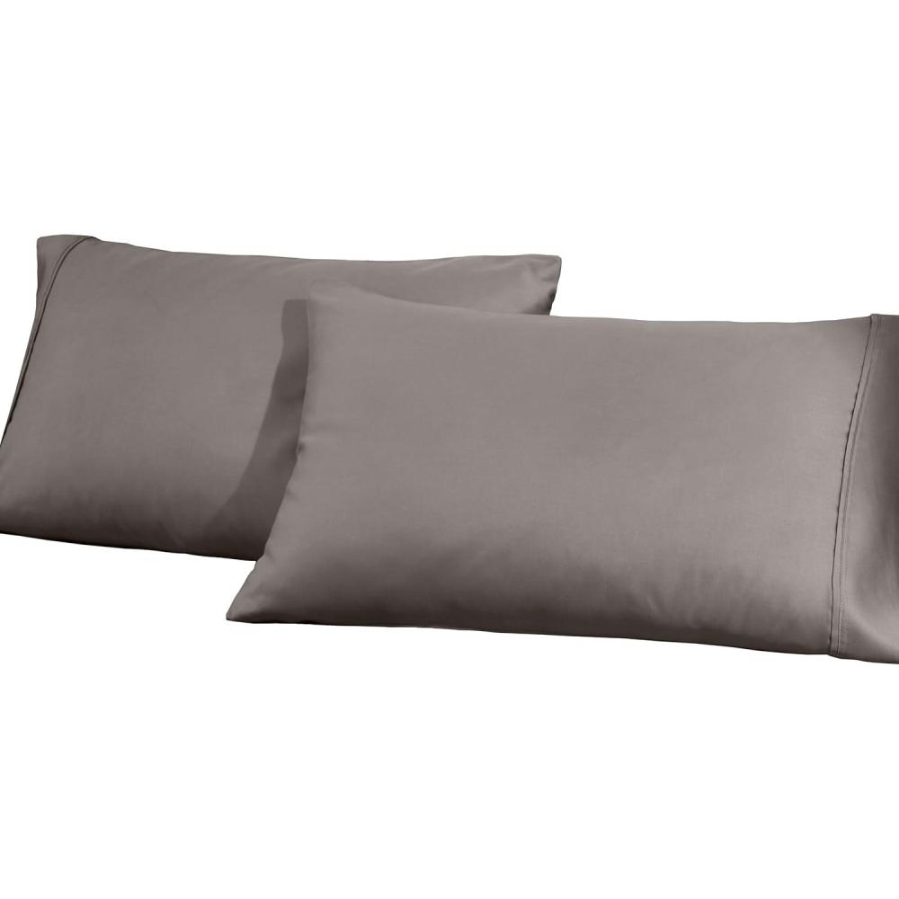 imageSuperior CottonBlend 2Piece Solid Pillowcases  Standard IvoryGray