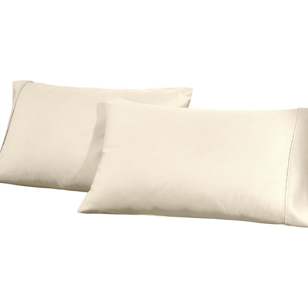 imageSuperior CottonBlend 2Piece Solid Pillowcases  Standard IvoryIvory