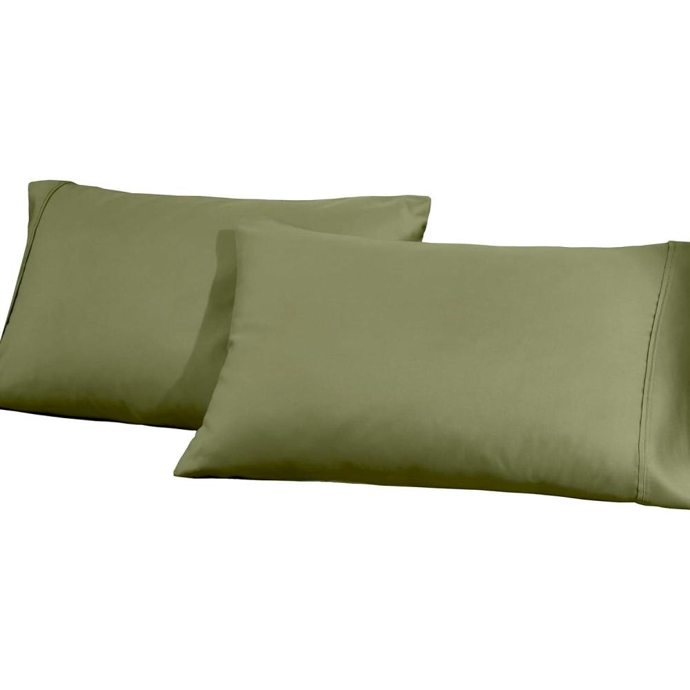 imageSuperior CottonBlend 2Piece Solid Pillowcases  Standard IvorySage