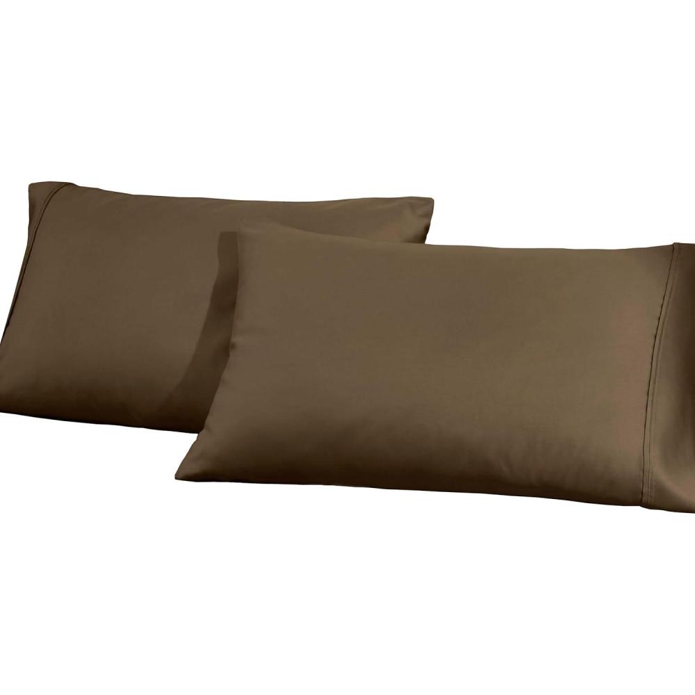 imageSuperior CottonBlend 2Piece Solid Pillowcases  Standard IvoryTaupe