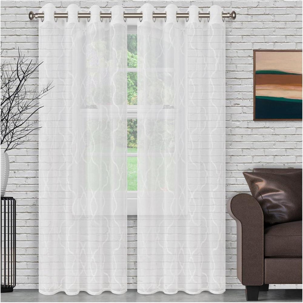 imageSuperior Dalitso Rope Sheer Curtains Window Accents Braided Rope Stripe Te x tured Traditional Modern Transitional Design with Stainless Grommets Curtain Set of 2 Panels 52quot W x 108quot L WhiteWhite
