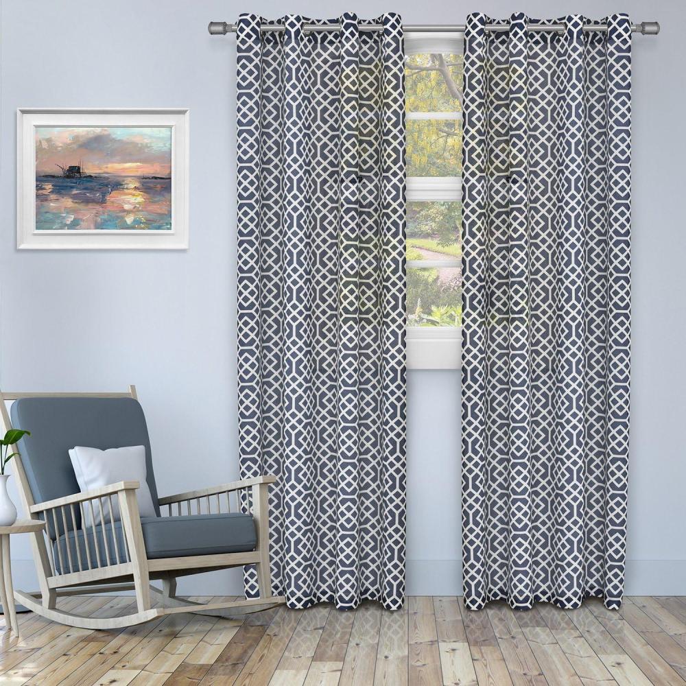 imageSuperior Dalitso Rope Sheer Curtains Window Accents Braided Rope Stripe Textured Traditional Modern Transitional Design with Stainless Grommets Set of 2 Panels 52quot W X 108quot L GraphiteNavy Blue