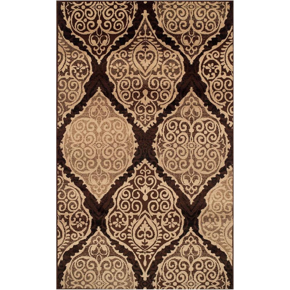 imageSuperior Designer Amherst Collection Area Rug 10mm Pile Height with Jute Backing Scrolling Damask Medallion Pattern AntiStatic WaterRepellent Rugs  Grey 5 x 8 RugMocha
