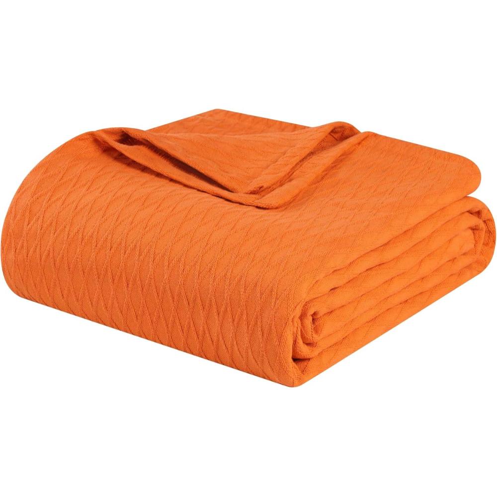 imageSuperior Diamond Weave AllSeason Cotton Blanket Cover for Home Couch Bed Soft Warm Blankets Boho Aesthetic Comfy Cozy and Cute Covers Decorative Bedding Essentials FullQueen ChocolateBurnt Orange