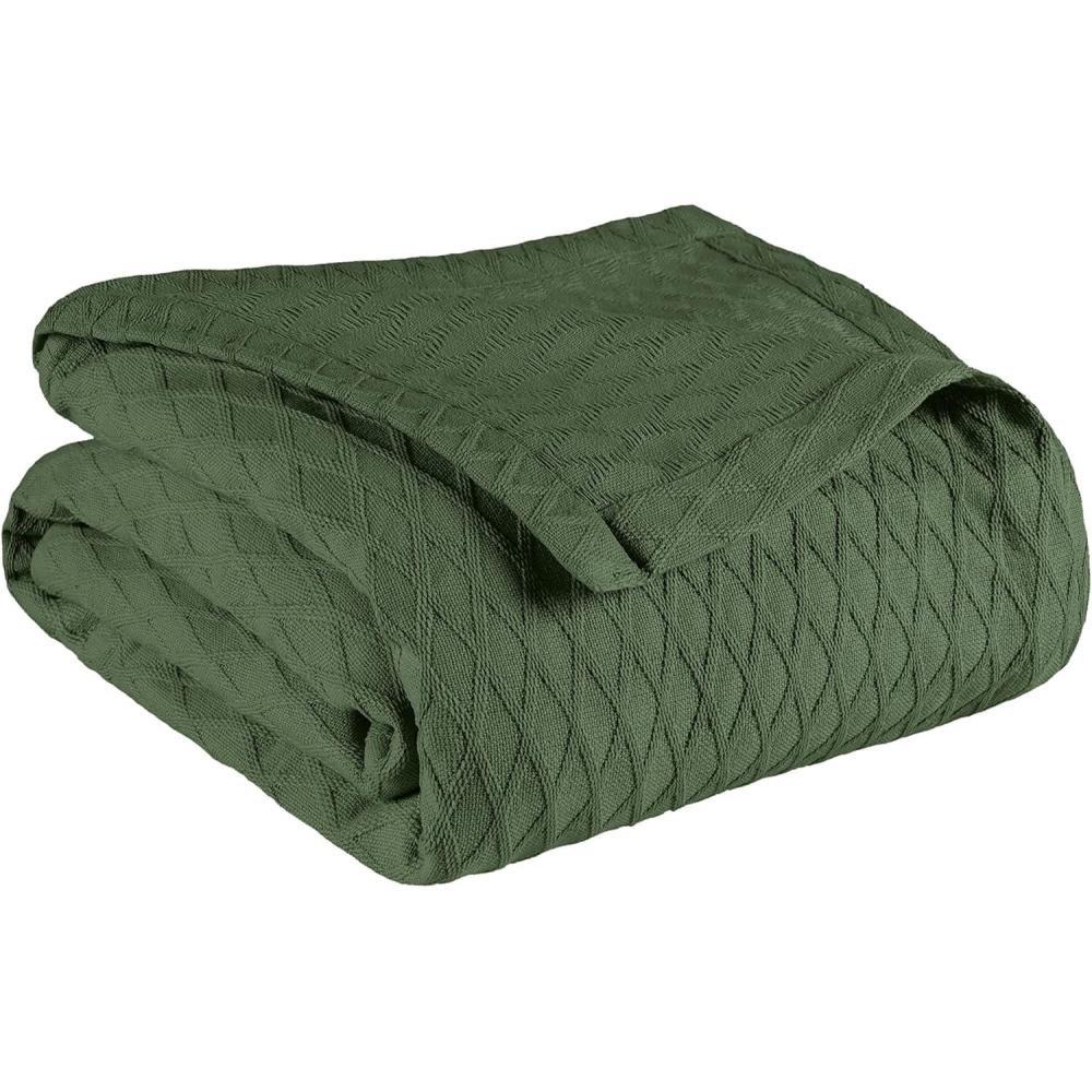 imageSuperior Diamond Weave AllSeason Cotton Blanket Cover for Home Couch Bed Soft Warm Blankets Boho Aesthetic Comfy Cozy and Cute Covers Decorative Bedding Essentials FullQueen ChocolateForest Green