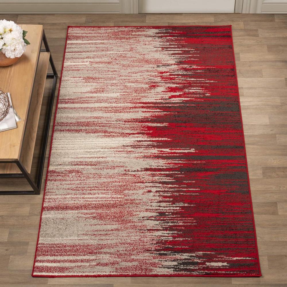 imageSuperior Dronfield Modern Abstract Indoor Area Rug for Living Room Bedroom Office Kitchen Dining Washable Rugs Jute Backing Meldrick Collection 7 10quot x 10 RedRed