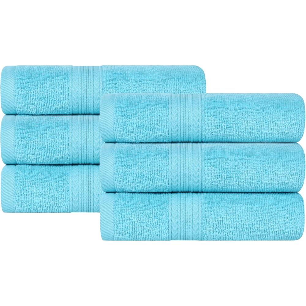 imageSuperior EcoFriendly Cotton 12Piece Face TowelWashcloth Set Small Fast Drying Towels for Face Spa Resort Hotel Hand Shower Guest Bathroom Home Airbnb Apartment Essentials RosewoodTurquoise