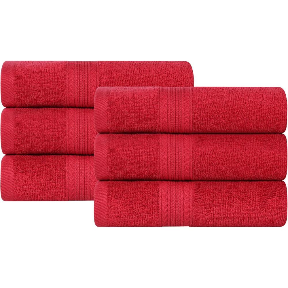 imageSuperior EcoFriendly Cotton 12Piece Face TowelWashcloth Set Small Fast Drying Towels for Face Spa Resort Hotel Hand Shower Guest Bathroom Home Airbnb Apartment Essentials RosewoodCranberry