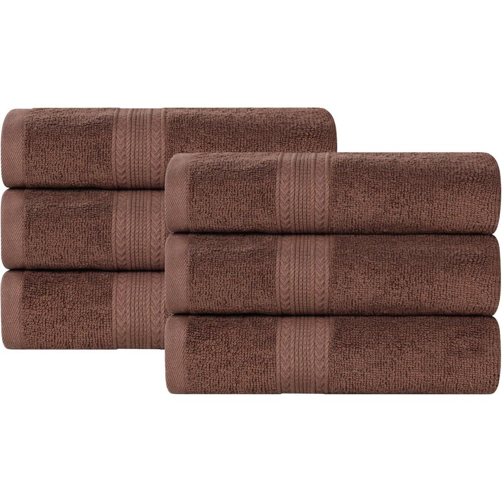 imageSuperior EcoFriendly Cotton 12Piece Face TowelWashcloth Set Small Fast Drying Towels for Face Spa Resort Hotel Hand Shower Guest Bathroom Home Airbnb Apartment Essentials RosewoodBrown
