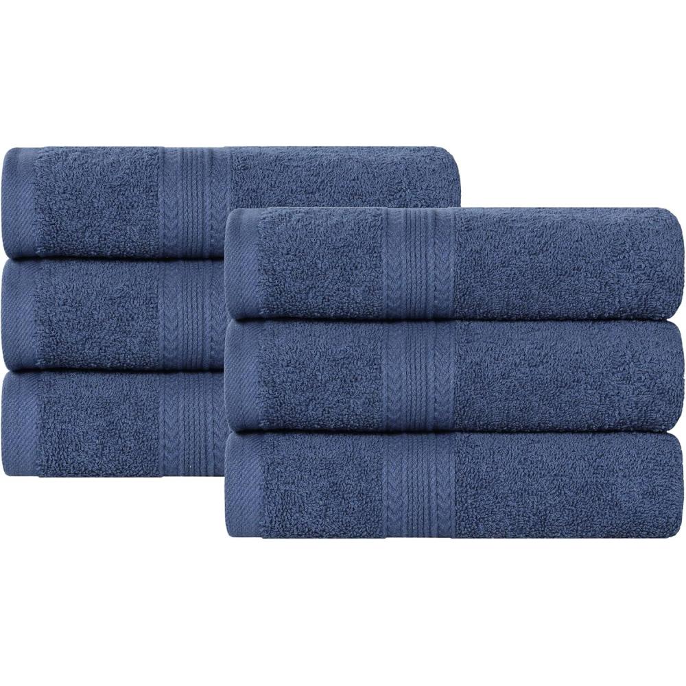 imageSuperior EcoFriendly Cotton 12Piece Face TowelWashcloth Set Small Fast Drying Towels for Face Spa Resort Hotel Hand Shower Guest Bathroom Home Airbnb Apartment Essentials RosewoodNavy Blue