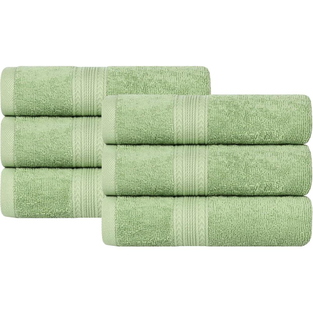 imageSuperior EcoFriendly Cotton 12Piece Face TowelWashcloth Set Small Fast Drying Towels for Face Spa Resort Hotel Hand Shower Guest Bathroom Home Airbnb Apartment Essentials RosewoodTerrace Green