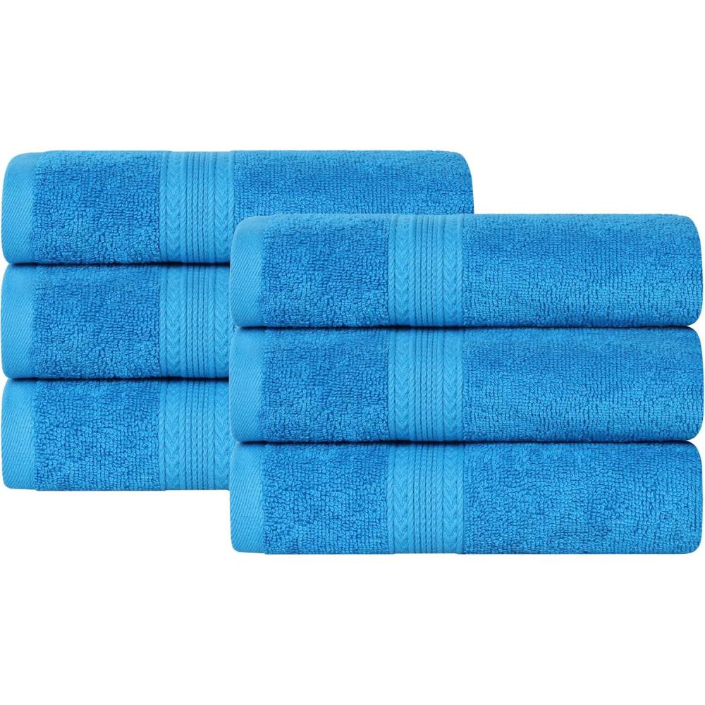 imageSuperior EcoFriendly Cotton 12Piece Face TowelWashcloth Set Small Fast Drying Towels for Face Spa Resort Hotel Hand Shower Guest Bathroom Home Airbnb Apartment Essentials RosewoodAster Blue