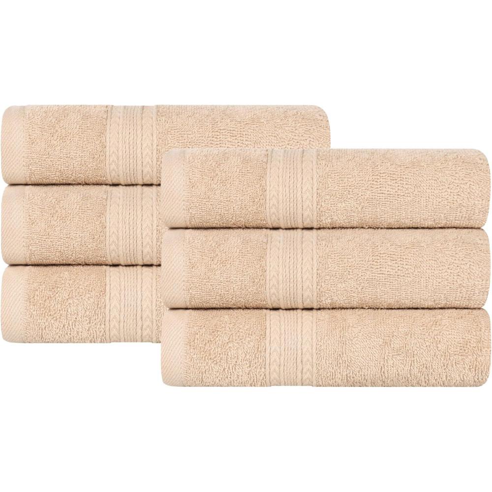 imageSuperior EcoFriendly Cotton 12Piece Face TowelWashcloth Set Small Fast Drying Towels for Face Spa Resort Hotel Hand Shower Guest Bathroom Home Airbnb Apartment Essentials RosewoodCamel