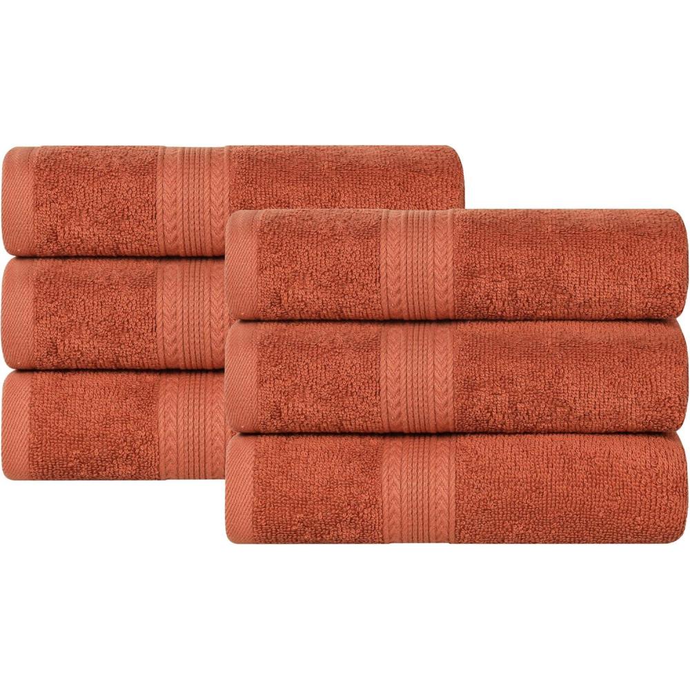 imageSuperior EcoFriendly Cotton 12Piece Face TowelWashcloth Set Small Fast Drying Towels for Face Spa Resort Hotel Hand Shower Guest Bathroom Home Airbnb Apartment Essentials RosewoodCopper