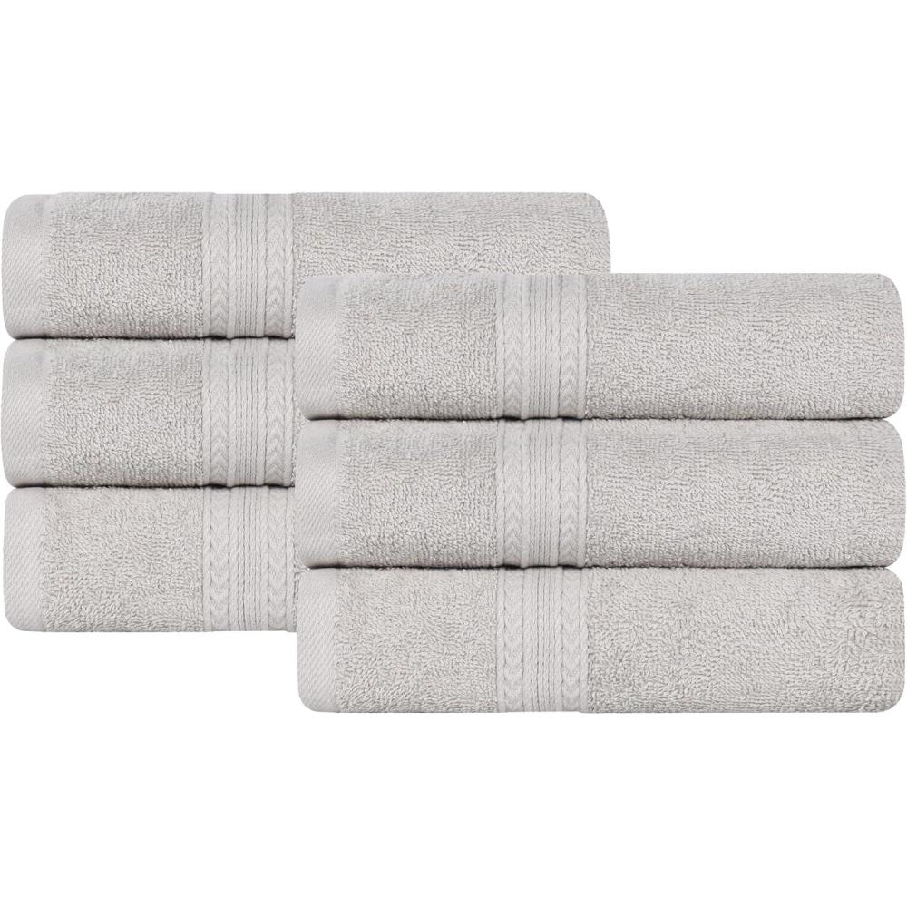 imageSuperior EcoFriendly Cotton 12Piece Face TowelWashcloth Set Small Fast Drying Towels for Face Spa Resort Hotel Hand Shower Guest Bathroom Home Airbnb Apartment Essentials RosewoodSilver