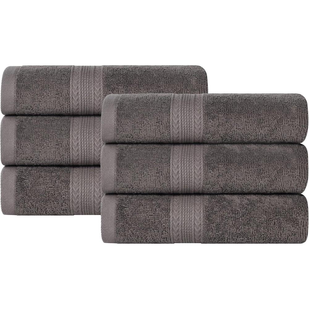 imageSuperior EcoFriendly Cotton 12Piece Face TowelWashcloth Set Small Fast Drying Towels for Face Spa Resort Hotel Hand Shower Guest Bathroom Home Airbnb Apartment Essentials RosewoodGraphite