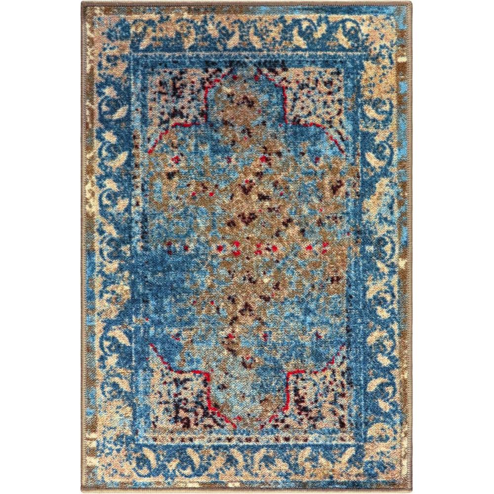 imageSuperior Edgeworth Bakhtiari Mediterranean Indoor Area Rug for Living Room Bedroom Office Kitchen Dining Washable Rugs Foam Backing Angeles Collection 4 x 6 GreenBeige2 x 3