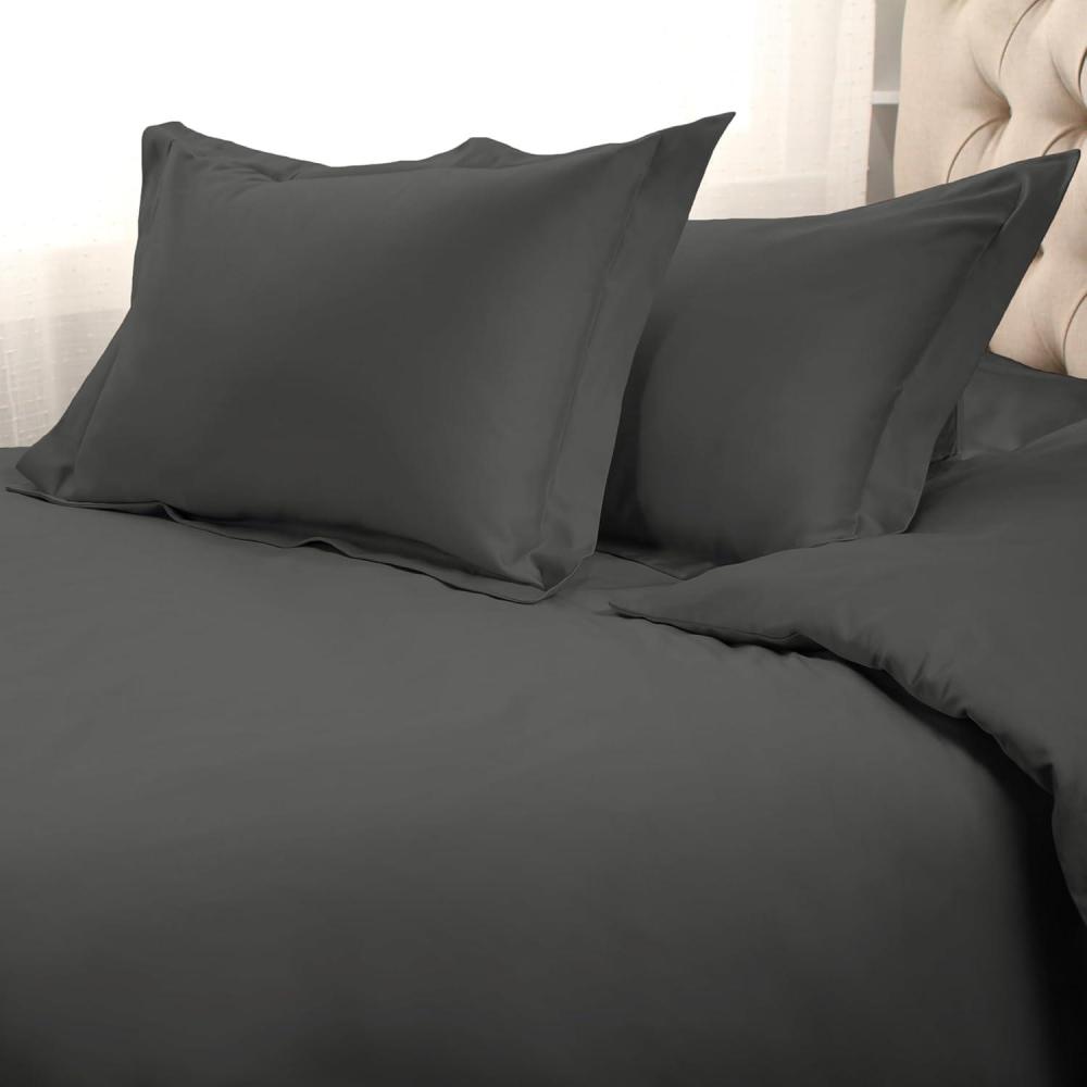 imageSuperior Egyptian Cotton 1500 TC Duvet Cover Set  Luxurious Comforter Covers Soft Bedding Essentials Secure Button Closure Includes 1 Duvet Cover ampamp 2 Shams KingCalifornia King BlackGrey  Z