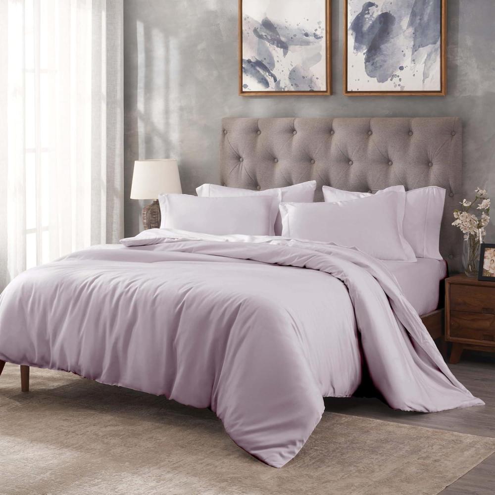 imageSuperior Egyptian Cotton 300 Thread Count Duvet Cover Set Soft Comforter Covers Luxury Bedding Essentials Button Closure Includes 1 Duvet Cover 1 Pillow Sham Twin TealLilac  Z