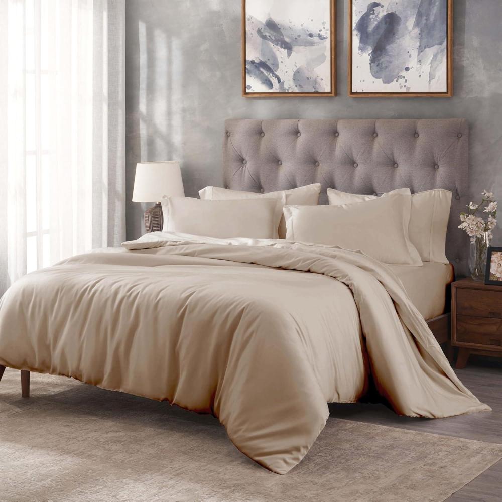 imageSuperior Egyptian Cotton 300 Thread Count Duvet Cover Set Soft Comforter Covers Luxury Bedding Essentials Button Closure Includes 1 Duvet Cover 1 Pillow Sham Twin TealTan  Z