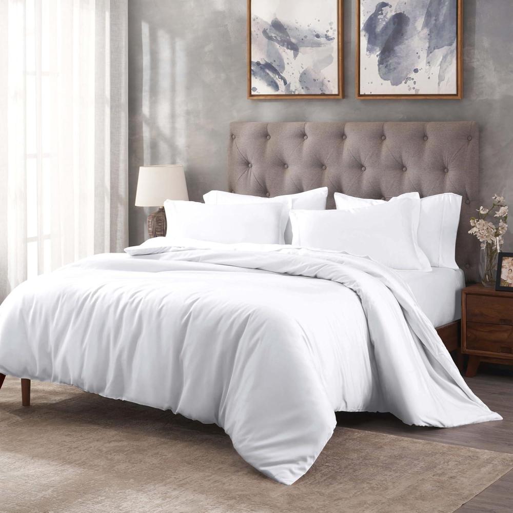 imageSuperior Egyptian Cotton 300 Thread Count Duvet Cover Set Soft Comforter Covers Luxury Bedding Essentials Button Closure Includes 1 Duvet Cover 1 Pillow Sham Twin TealWhite  Z