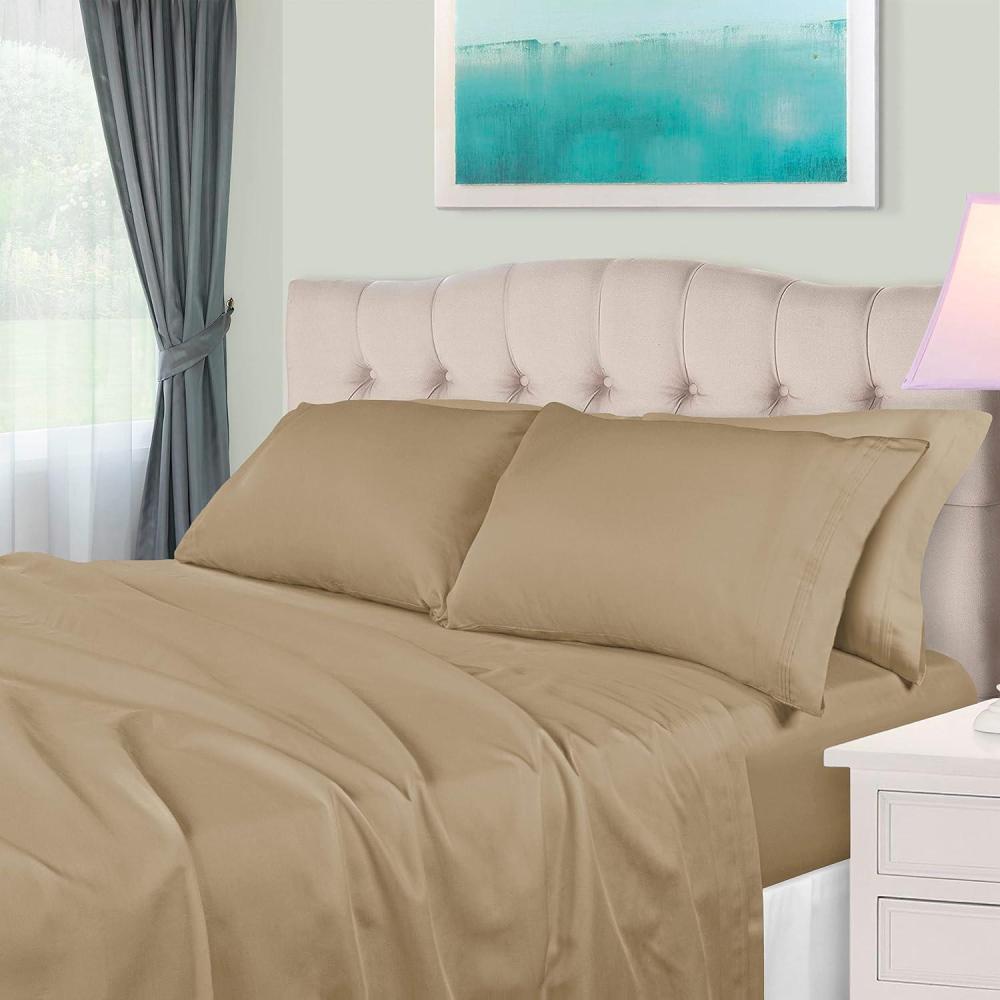 imageSuperior Egyptian Cotton 4 Piece Sheet Set 650 Thread Count EcoFriendly Sustainable Sheets UltraSoft Basics Solid Deep Pocket Fitted Sheet Flat Sheet Pillowcases King WhiteLinen