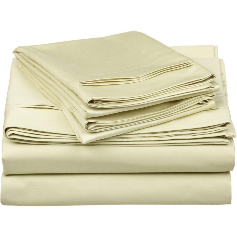 imageSuperior Egyptian Cotton 4 Piece Sheet Set 650 Thread Count EcoFriendly Sustainable Sheets UltraSoft Basics Solid Deep Pocket Fitted Sheet Flat Sheet Pillowcases King WhiteMoss