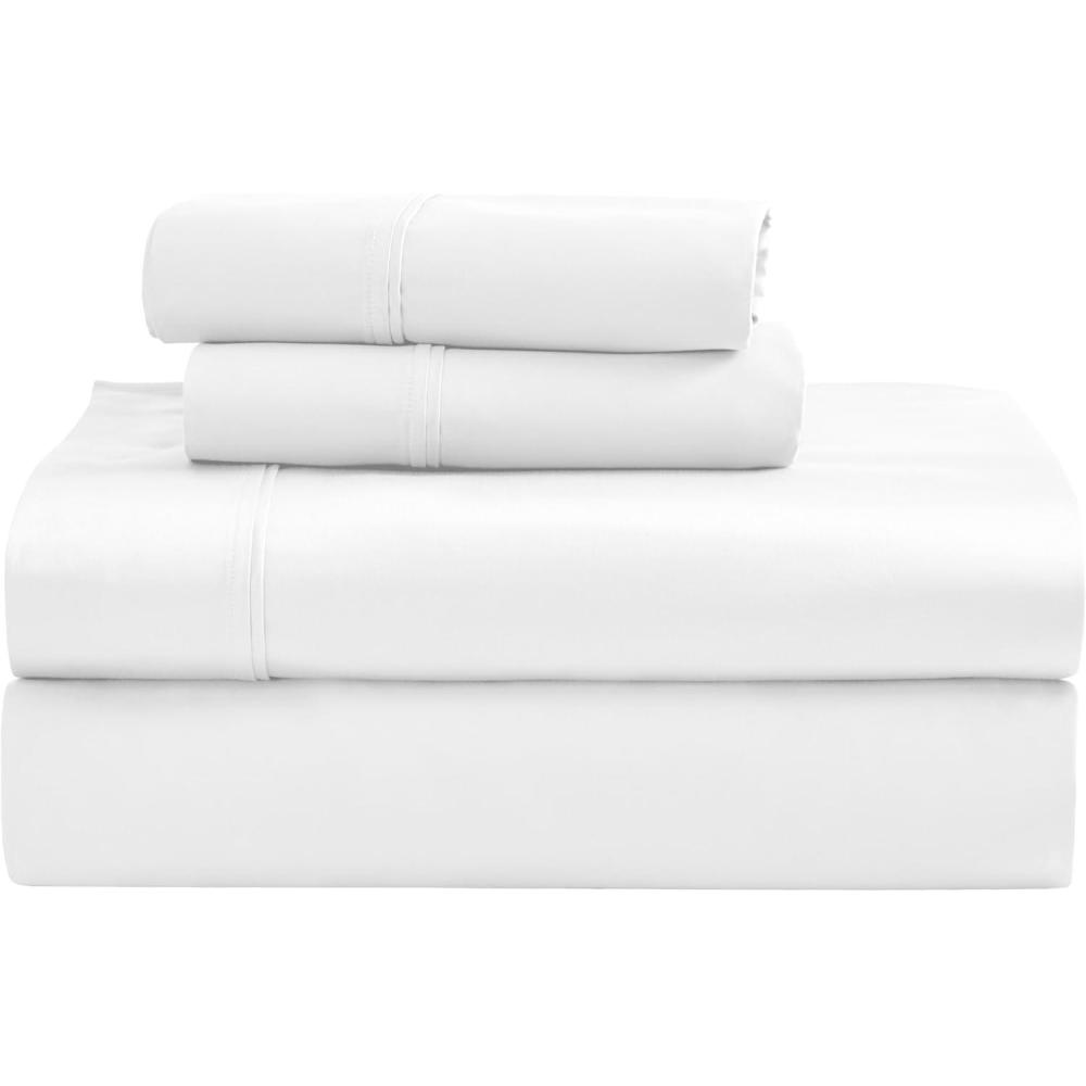 imageSuperior Egyptian Cotton 4 Piece Sheet Set Luxury 1200 Thread Count EcoFriendly Sustainable Sheets UltraSoft Basics Solid Deep Pocket Fitted Sheet Flat Sheet Pillowcases King WhiteWhite  Z