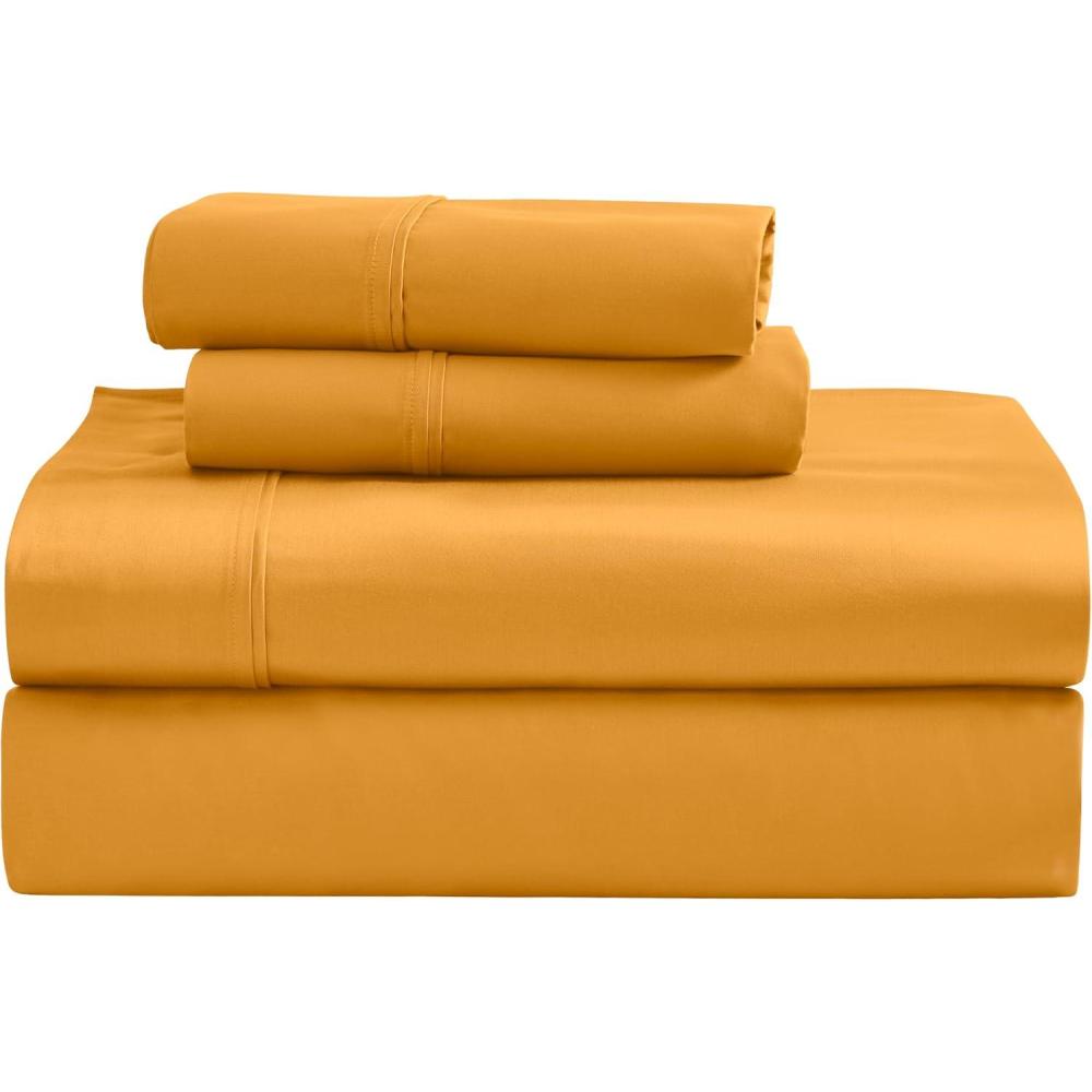 imageSuperior Egyptian Cotton 4 Piece Sheet Set Luxury 1200 Thread Count EcoFriendly Sustainable Sheets UltraSoft Basics Solid Deep Pocket Fitted Sheet Flat Sheet Pillowcases King WhiteDijon  Z