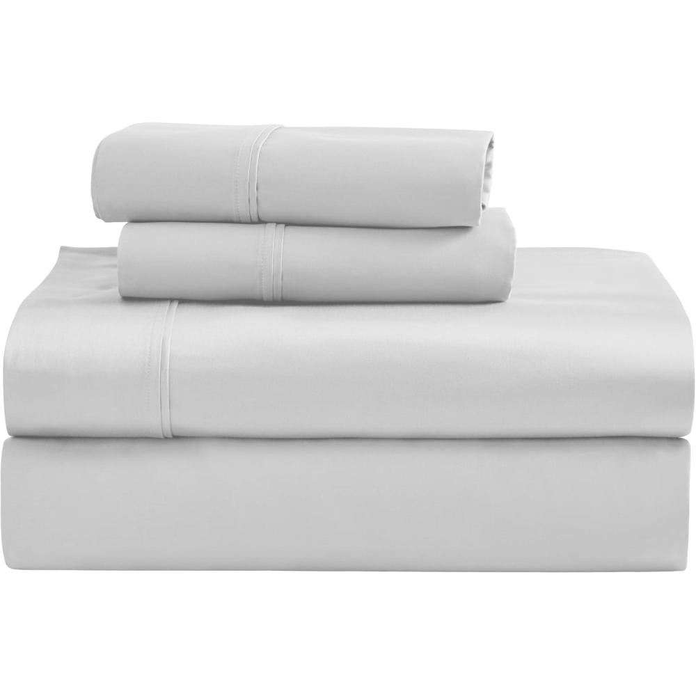 imageSuperior Egyptian Cotton 4 Piece Sheet Set Luxury 1200 Thread Count EcoFriendly Sustainable Sheets UltraSoft Basics Solid Deep Pocket Fitted Sheet Flat Sheet Pillowcases King WhitePlatinum  Z