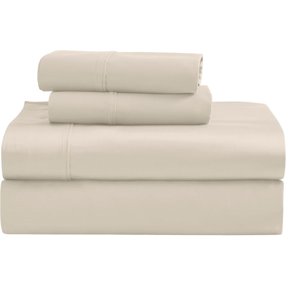 imageSuperior Egyptian Cotton 4 Piece Sheet Set Luxury 1200 Thread Count EcoFriendly Sustainable Sheets UltraSoft Basics Solid Deep Pocket Fitted Sheet Flat Sheet Pillowcases King WhiteIvory  Z