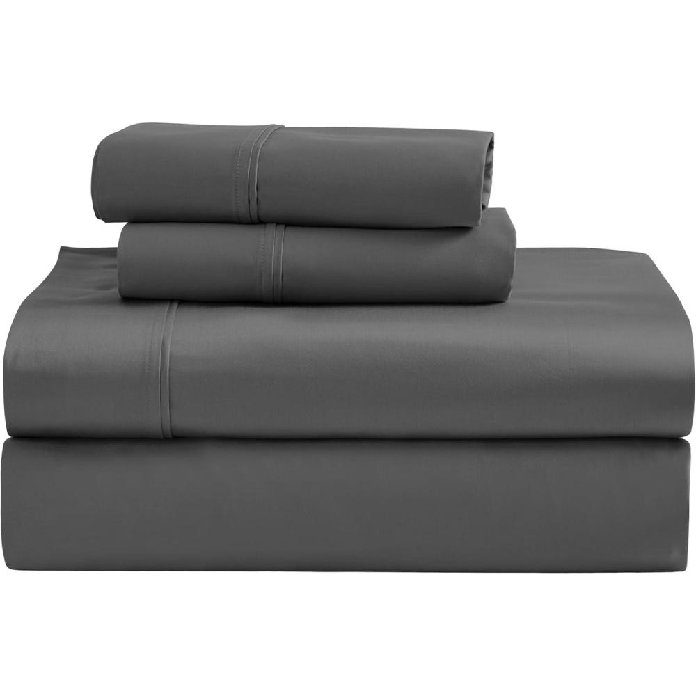 imageSuperior Egyptian Cotton 4 Piece Sheet Set Luxury 1200 Thread Count EcoFriendly Sustainable Sheets UltraSoft Basics Solid Deep Pocket Fitted Sheet Flat Sheet Pillowcases King WhiteCharcoal  Z