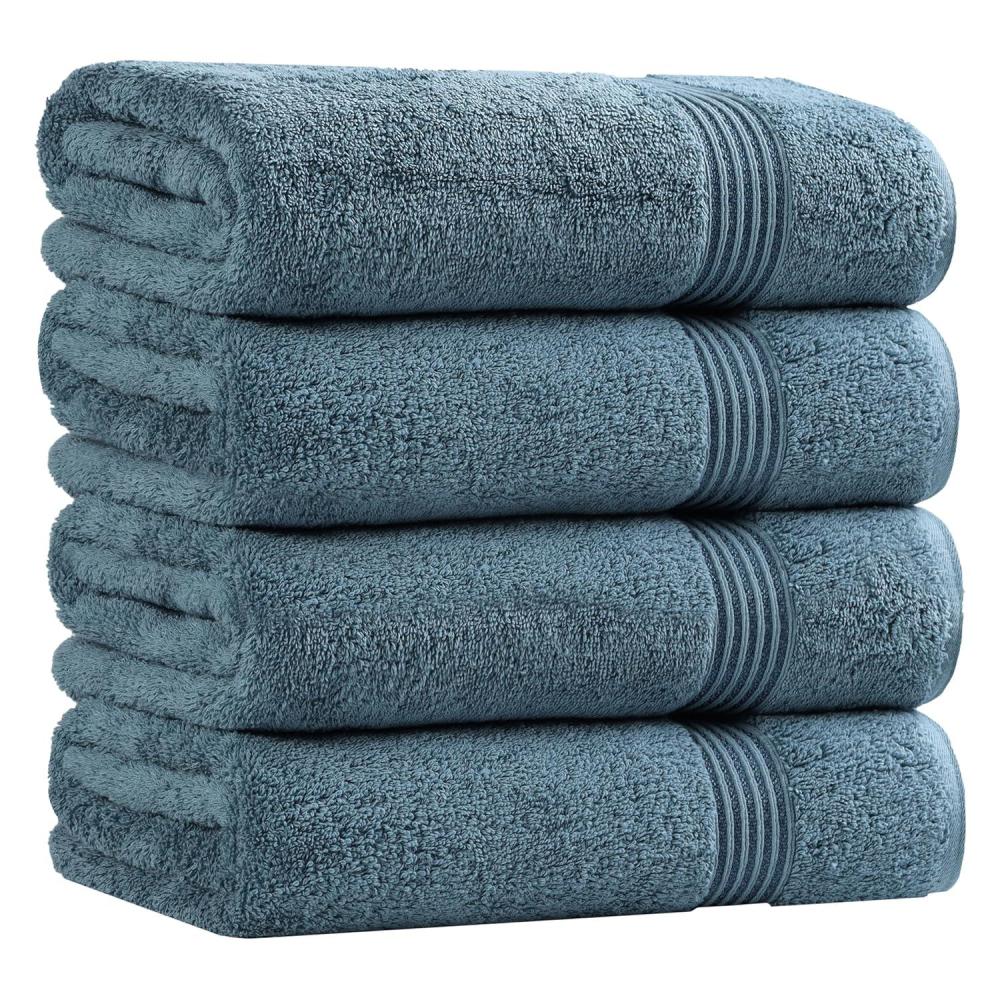 imageSuperior Egyptian Cotton 4Piece Bath Towel Set for Shower Bath Spa Resort Hotel Soft Body Towels Airbnb Essentials Apartment Dorm Quick Dry Absorbent Bathroom Basics Sapphire