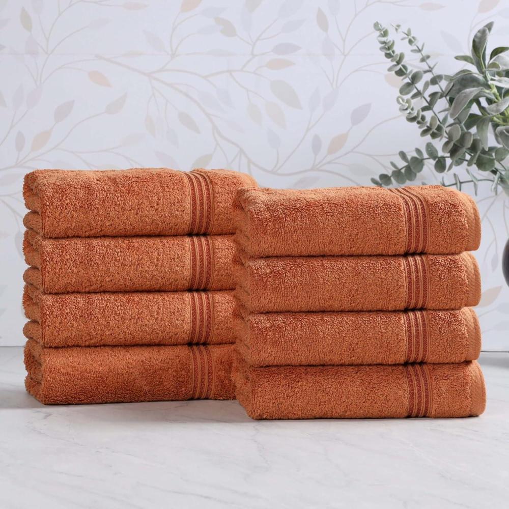 imageSuperior Egyptian Cotton Bath Towel Set Towels For Home Bathroom Master Guest Bath Decor Essentials Quick Dry Absorbent Large Body Towels Spa Hotel Resort Adult Kids Set of 8 CanaryCaramel Brown