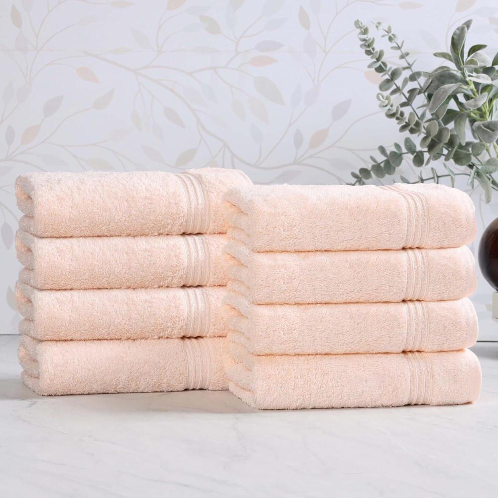 imageSuperior Egyptian Cotton Bath Towel Set Towels For Home Bathroom Master Guest Bath Decor Essentials Quick Dry Absorbent Large Body Towels Spa Hotel Resort Adult Kids Set of 8 CanaryPeach  Z