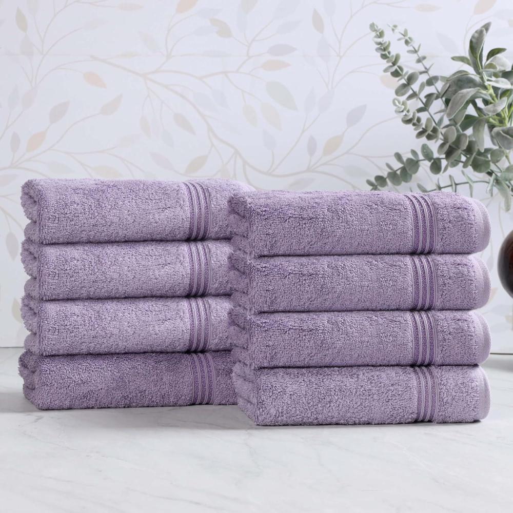 imageSuperior Egyptian Cotton Bath Towel Set Towels For Home Bathroom Master Guest Bath Decor Essentials Quick Dry Absorbent Large Body Towels Spa Hotel Resort Adult Kids Set of 8 CanaryRoyal Purple  Z