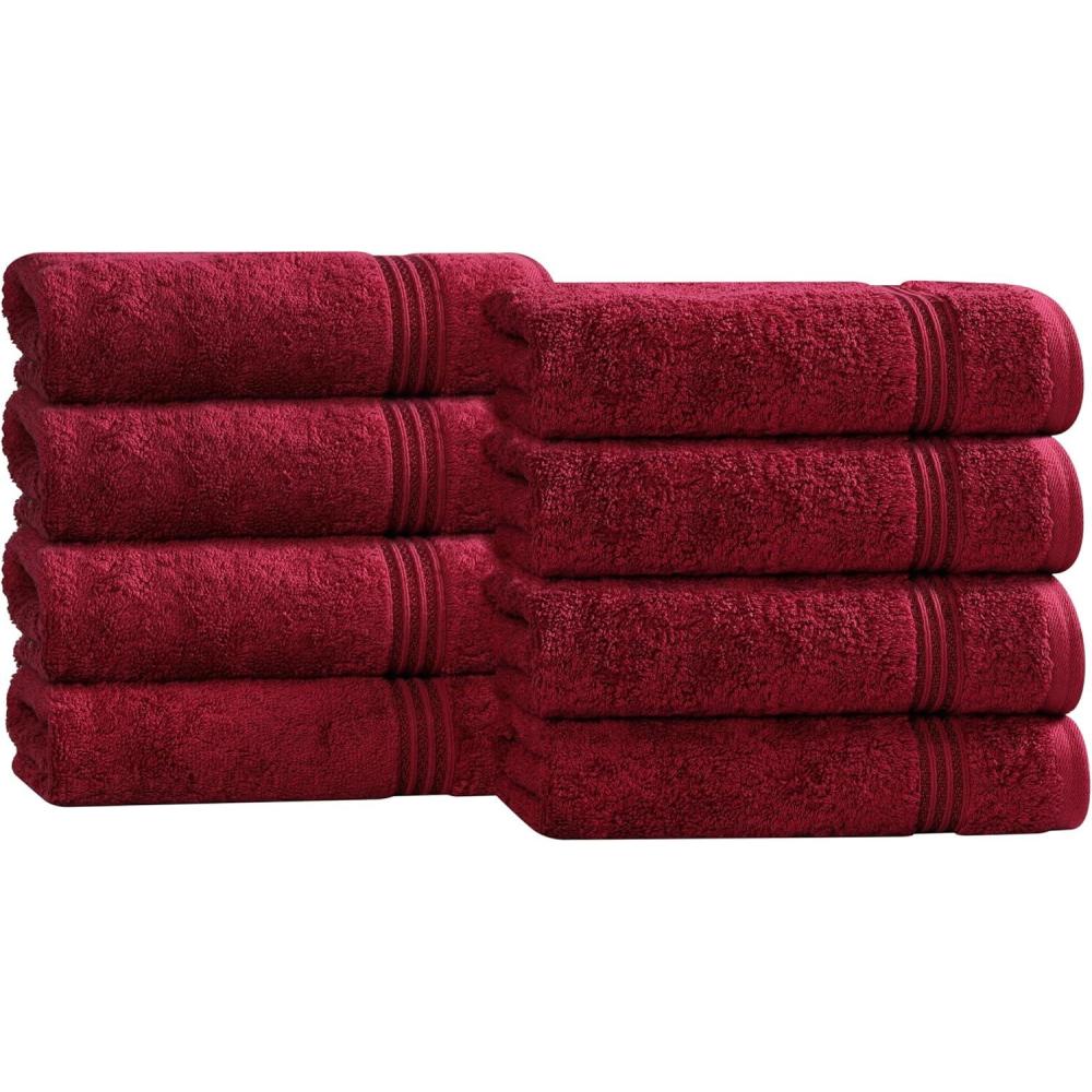 imageSuperior Egyptian Cotton Bath Towel Set Towels For Home Bathroom Master Guest Bath Decor Essentials Quick Dry Absorbent Large Body Towels Spa Hotel Resort Adult Kids Set of 8 CanaryBurgundy