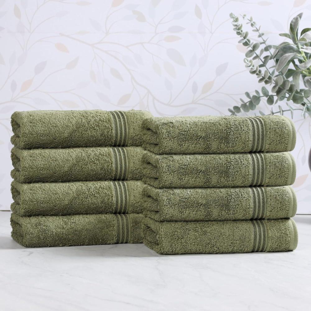 imageSuperior Egyptian Cotton Bath Towel Set Towels For Home Bathroom Master Guest Bath Decor Essentials Quick Dry Absorbent Large Body Towels Spa Hotel Resort Adult Kids Set of 8 CanaryForest Green