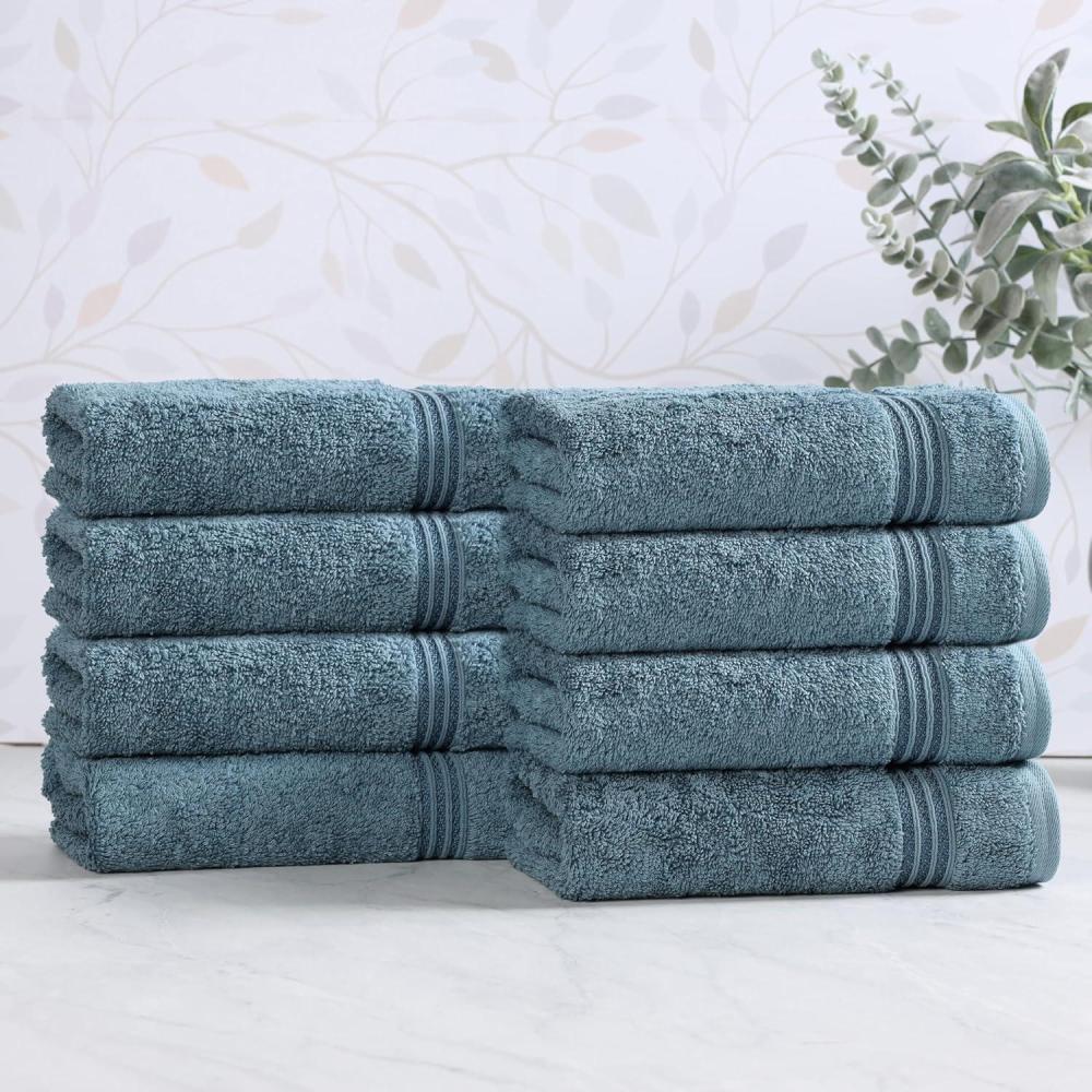 imageSuperior Egyptian Cotton Bath Towel Set Towels For Home Bathroom Master Guest Bath Decor Essentials Quick Dry Absorbent Large Body Towels Spa Hotel Resort Adult Kids Set of 8 CanarySapphire  Z