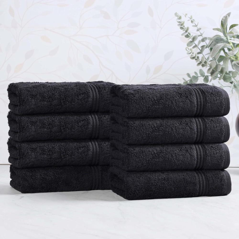 imageSuperior Egyptian Cotton Bath Towel Set Towels For Home Bathroom Master Guest Bath Decor Essentials Quick Dry Absorbent Large Body Towels Spa Hotel Resort Adult Kids Set of 8 CanaryBlack  Z