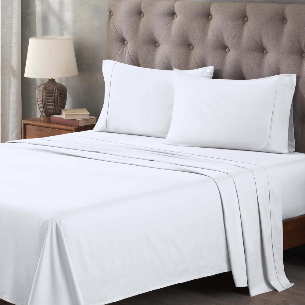 imageSuperior Egyptian Cotton Sheet Set Premium 400 Thread Count 100 Egyptian Cotton Solid Sheets Set Soft Sateen Weave Hotel Style 18quot Deep Pocket Fitted Flat and Pillow Cases  Twin XL BurgundyWhite